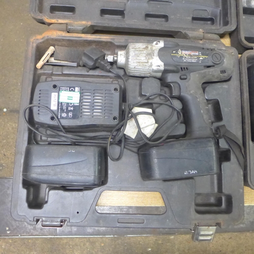 2034 - 2 Sealey cordless impact drills with batter and charger (CP3004)  and (CP3001) both in cases