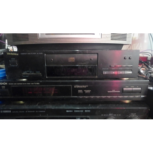 2130 - A quantity of stereo equipment including a Bose Wave music system III, a Denon SL-PJ28A compact disc... 