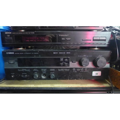 2130 - A quantity of stereo equipment including a Bose Wave music system III, a Denon SL-PJ28A compact disc... 