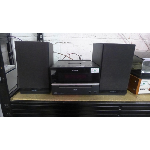 2154 - A Sony micro hi-fi component system (model CMT-BT700Bi) with 2 Sony speakers and an aerial