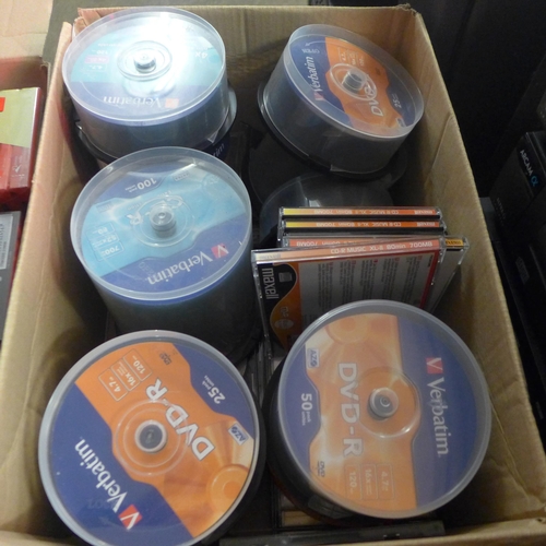 2159 - 2 Boxes of DVD recordables and a box of tape recordables