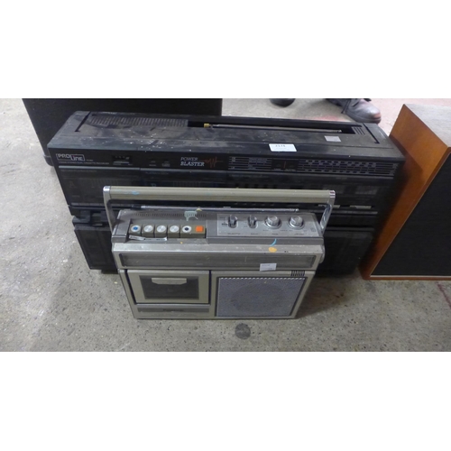 2174 - A Panasonic RX-1450LE FM-LW-MW radio cassette recorder and a Proline PTX2000 Power Blaster 3 band st... 