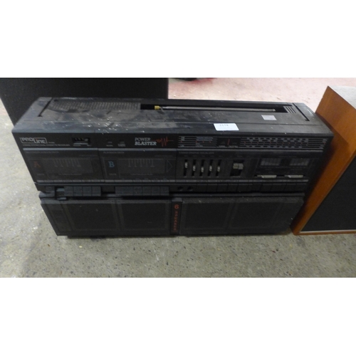 2174 - A Panasonic RX-1450LE FM-LW-MW radio cassette recorder and a Proline PTX2000 Power Blaster 3 band st... 