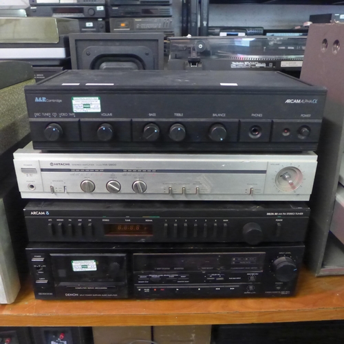 2176 - A quantity of stereo equipment including an A and R Cambridge Arcam Alpha amplifier, a Hitachi HA-28... 