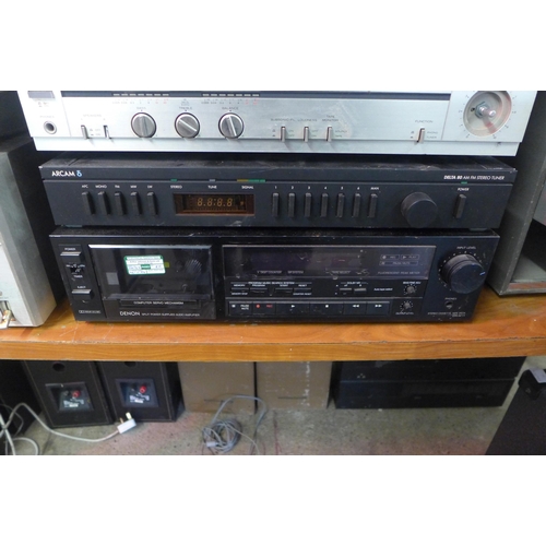 2176 - A quantity of stereo equipment including an A and R Cambridge Arcam Alpha amplifier, a Hitachi HA-28... 