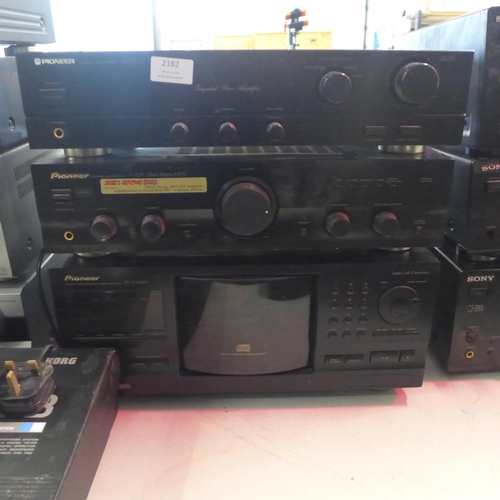 2182 - A quantity of Pioneer stereo equipment including an A-117 stereo amplifier, an A-109 Direct Energy M... 