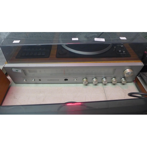 2189 - A Pye vintage stereo music system with tuner, stereo cassette recorder and belt driven turntable rec... 