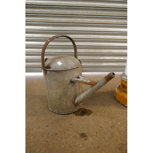 2230 - A galvanised metal watering can, two mop buckets and a Valor paraffin heater