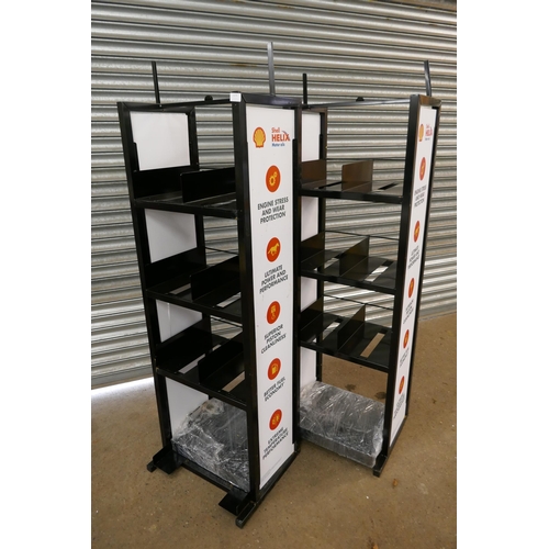 2276 - 2 Shell Helix Motor Oil black metal shop display stands