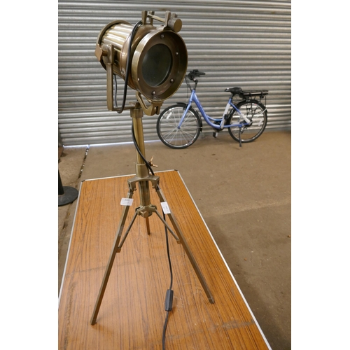 2301 - A reproduction brush brass stage light style lamp