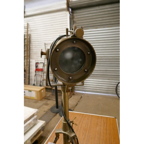 2301 - A reproduction brush brass stage light style lamp