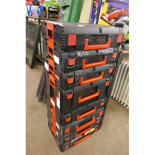 2314 - Eight empty Milwaukee stackable storage boxes