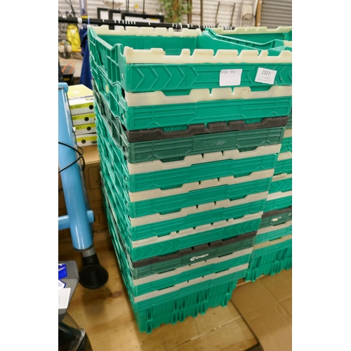 2327 - Ten 40 x 30cm green stackable crates