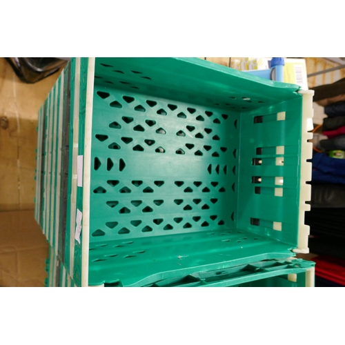 2327 - Ten 40 x 30cm green stackable crates