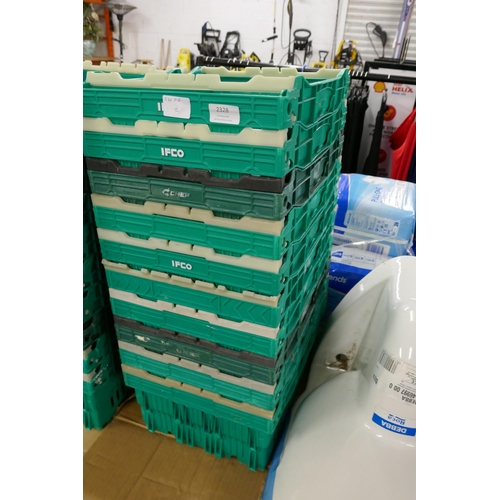 2328 - Ten 40 x 30cm green stackable crates