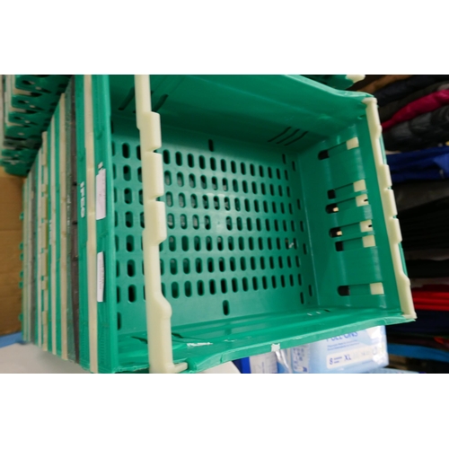 2328 - Ten 40 x 30cm green stackable crates