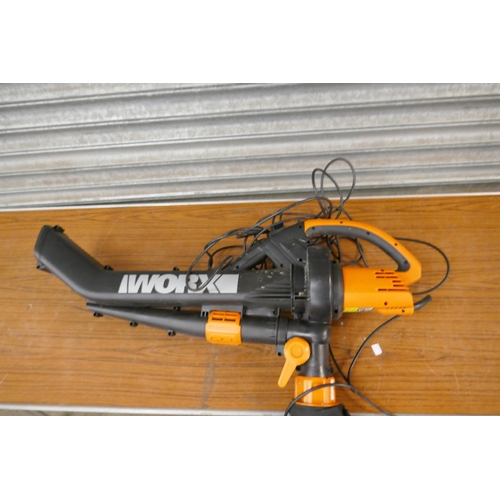 2336 - A WORX (WG501E) 240V 300-W garden blow vac with collector bag