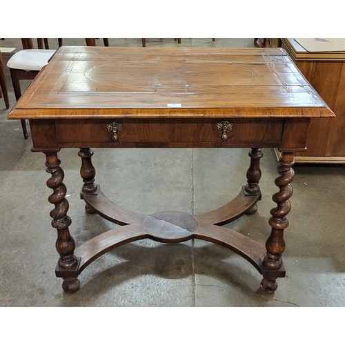 146 - A William & Mary walnut single drawer side table