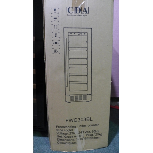 3293 - Freestanding CDA 30cm black under counter wine cooler - model:- fwc303BL