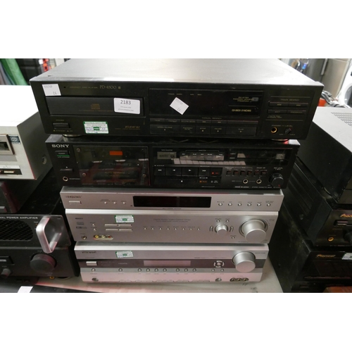 2183 - A quantity of stereo equipment including a Pioneer PD-4500 compact disc player, a Sony TC-R302 stere... 