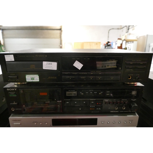 2183 - A quantity of stereo equipment including a Pioneer PD-4500 compact disc player, a Sony TC-R302 stere... 