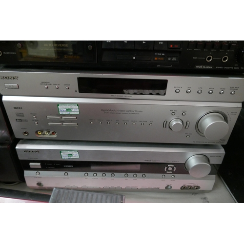 2183 - A quantity of stereo equipment including a Pioneer PD-4500 compact disc player, a Sony TC-R302 stere... 