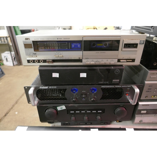 2184 - A quantity of stereo equipment including a JVC KD-D30 stereo cassette deck, a Linn-LK140 stereo powe... 