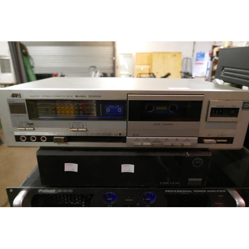 2184 - A quantity of stereo equipment including a JVC KD-D30 stereo cassette deck, a Linn-LK140 stereo powe... 