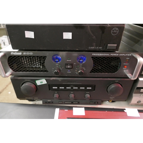 2184 - A quantity of stereo equipment including a JVC KD-D30 stereo cassette deck, a Linn-LK140 stereo powe... 