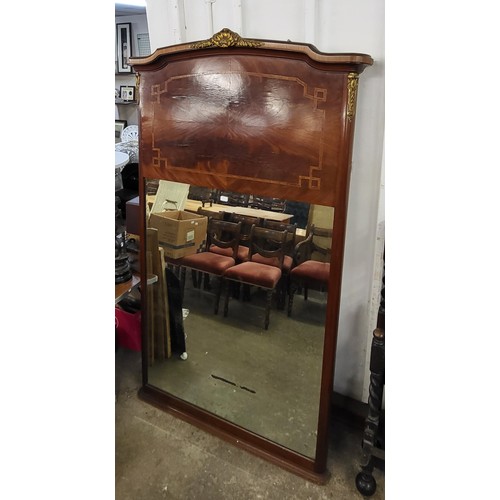 197 - A large 19th Century French Empire style inlaid mahogany pier mirror