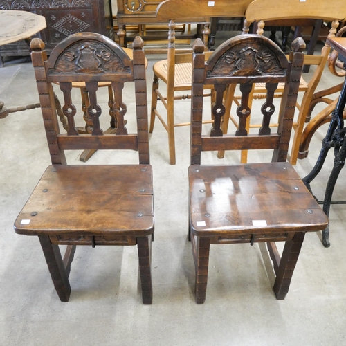 130 - A pair of 17th Century style carved hardwood side chairs