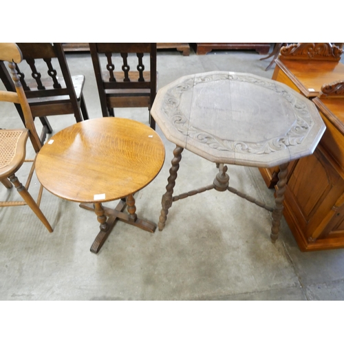 163 - A Victorian carved oak gypsy's table and and an Ipswich oak occasional table