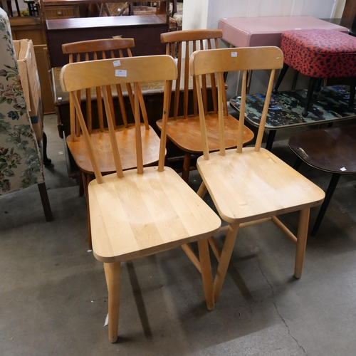 189 - Four beech kitchen chairs