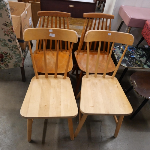 189 - Four beech kitchen chairs