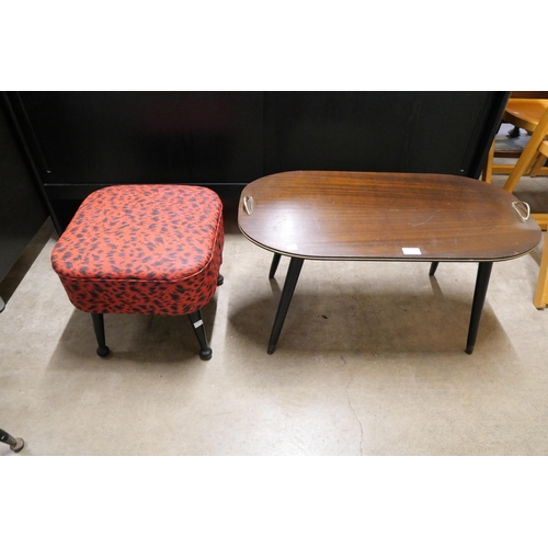 190 - A Chinese style chinoiserie coffee table, another coffee table and a stool