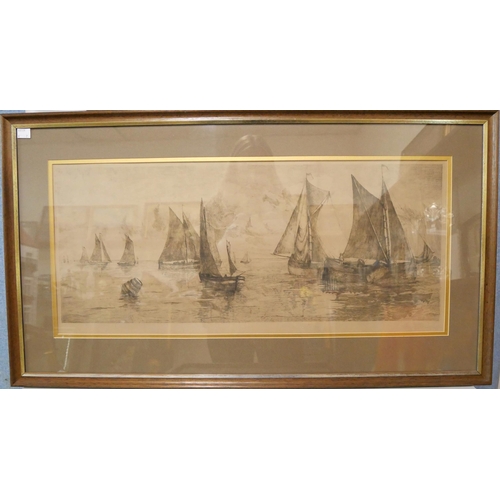 224 - A pair of signed Alec Grieve etchings, coastal scenes, framed