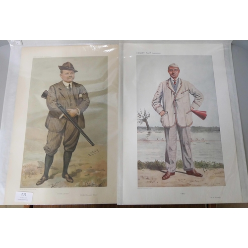 231 - Eight Vanity Fair prints of Sportsmen, issued 1869-1914, unframed