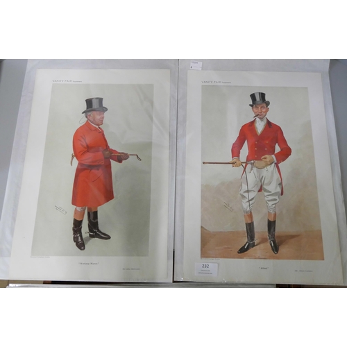 232 - Eight Vanity Fair prints of fox hunters, issued 1869-1914, unframed