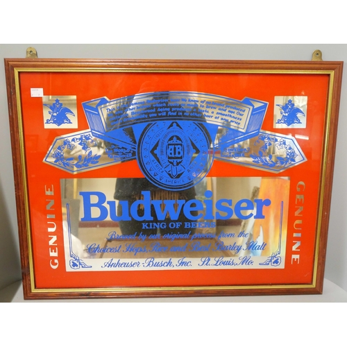 236 - A Budweiser advertising mirror and one car related