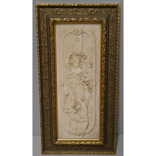 239A - A gilt framed faux marble wall hanging plaque