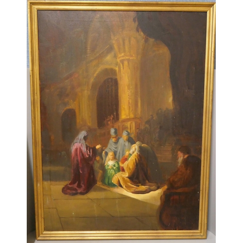 246 - Continental School (20th Century), Biblical scene, oil on canvas, framed