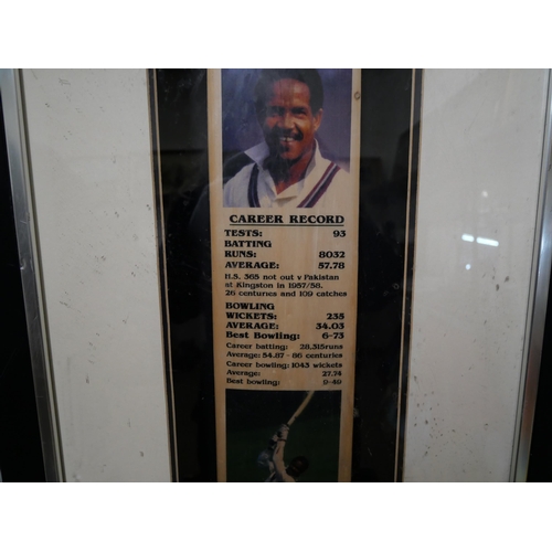 248 - A signed commemorative Sir Gary Sobers cricket bat, framed