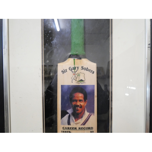 248 - A signed commemorative Sir Gary Sobers cricket bat, framed