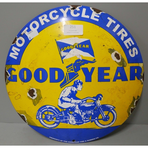 251 - An enamelled circular metal Goodyear advertising sign