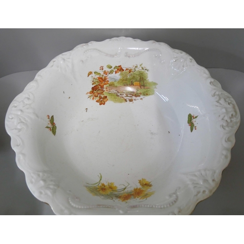 260 - A Staffordshire porcelain wash jug and bowl