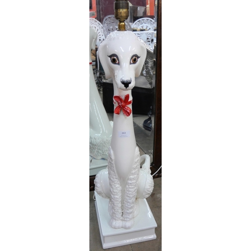 263 - A porcelain poodle shaped table lamp