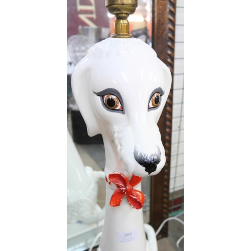 263 - A porcelain poodle shaped table lamp