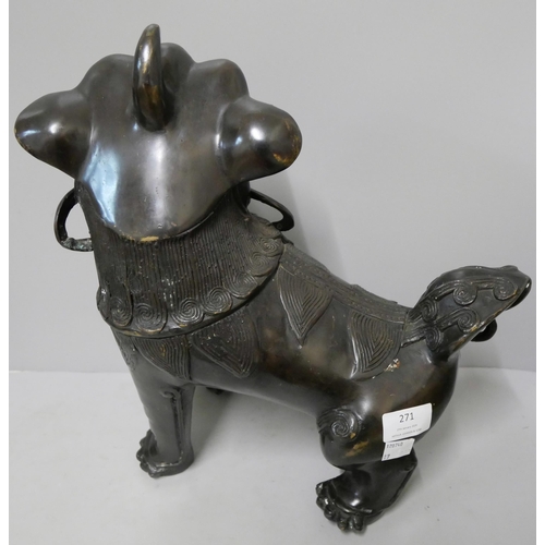 271 - A large Chinese bronze Dog of Foe