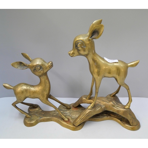 274 - A brass figure of two deers