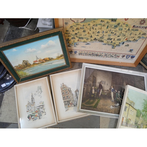 278 - Assorted prints and a map